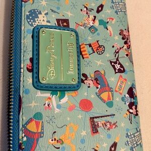 Loungefly Aqua Blue Disney Parks Character Zip Wallet